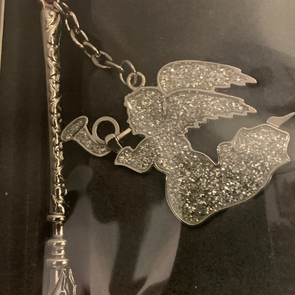 Bowring Make-A-Wish ornament; Silver Angel  with crystal pendant, 5inches high. - Picture 4 of 8